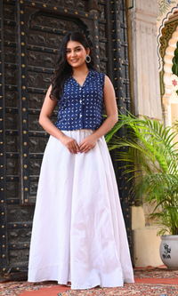 Bahe Kurtiz Printed Top with Maxi Skirt Co-Ord Set for Women
