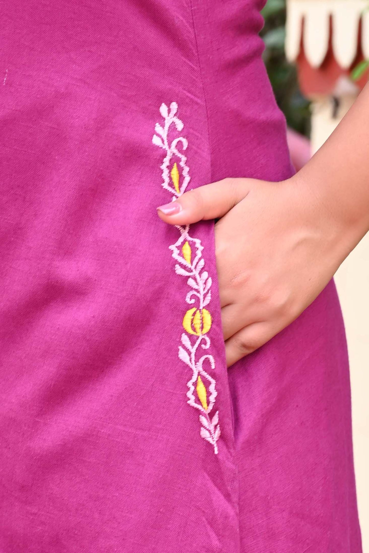 Bahe Kurtiz Halter Neck Minimally Embroidered A Line Kurti Set with Palazzo for Women