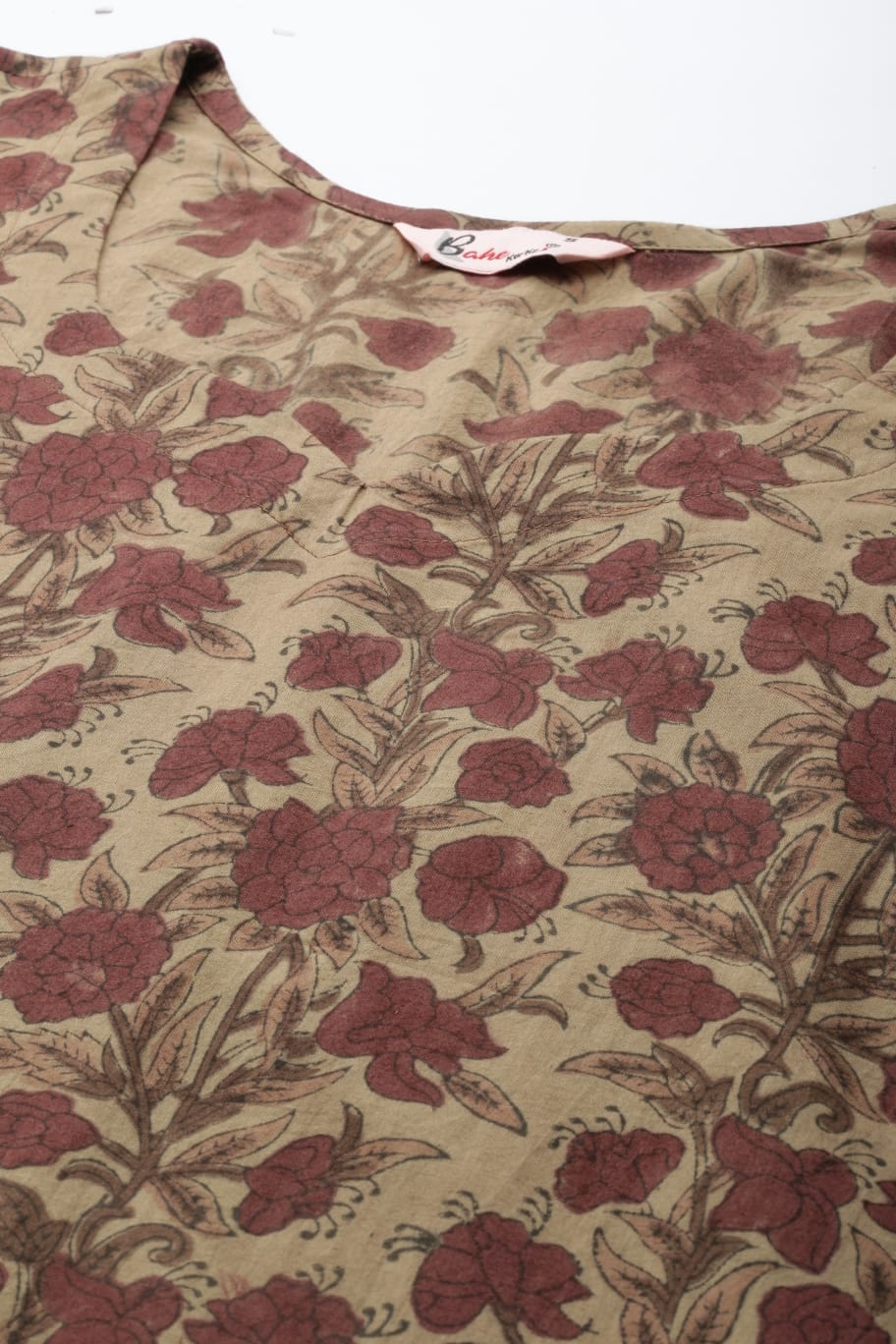 Bahe Kurtiz Pure Cotton Beige Hand Block Printed Kurta Pant Dupatta Set for Women