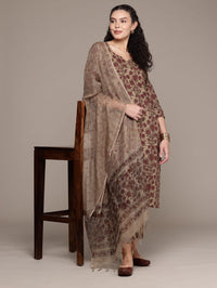 Bahe Kurtiz Pure Cotton Beige Hand Block Printed Kurta Pant Dupatta Set for Women