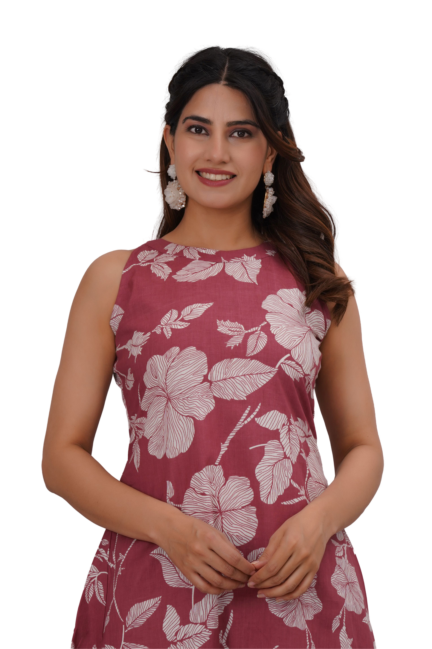 Bahe Kurtiz Pure Cotton halter neck sleeveless kurta with plazzo set