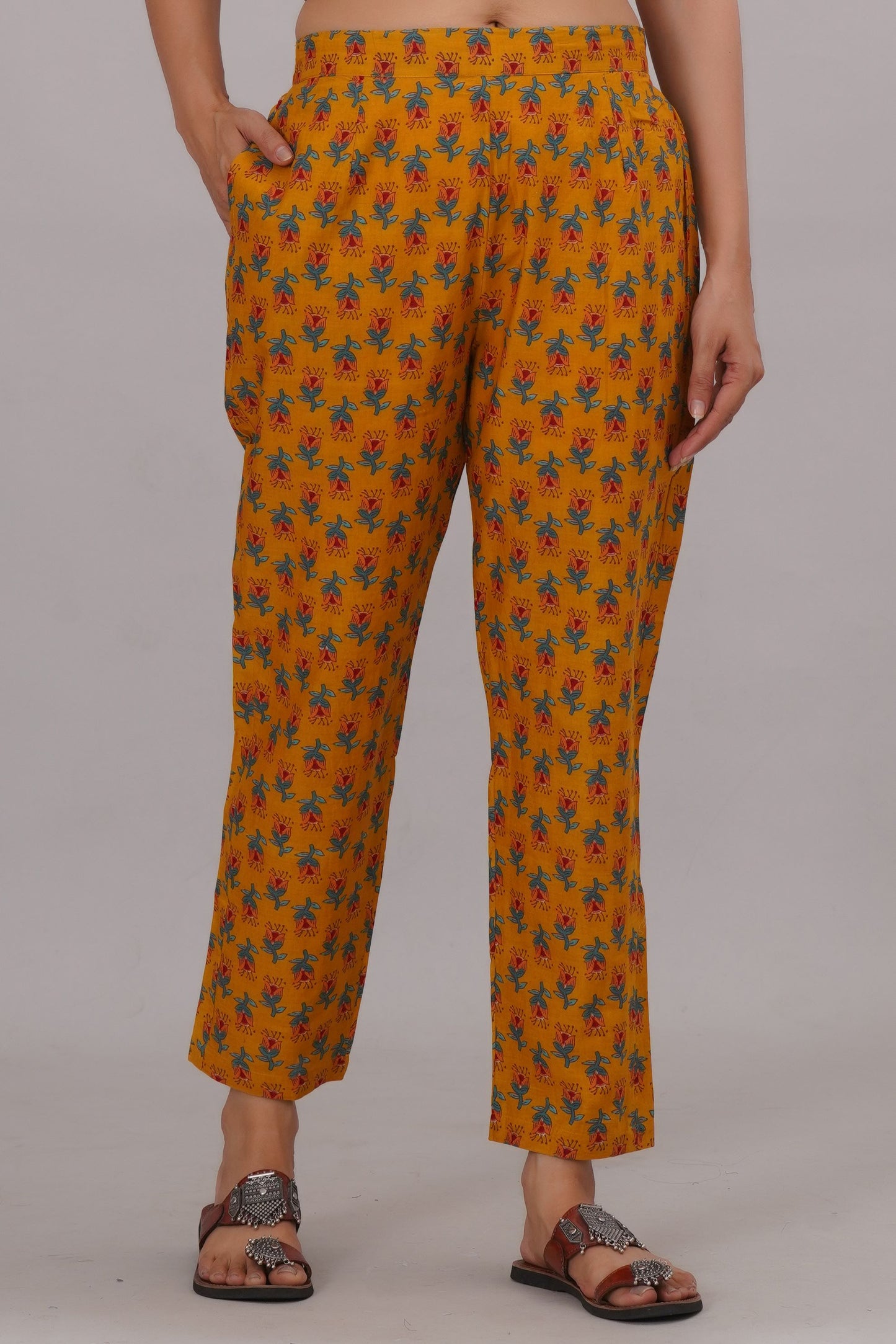 Bahe Kurtiz Pure cotton Women Floral Printed V-Neck Anarkali Aliya cut Kurta & pant With Dupatta