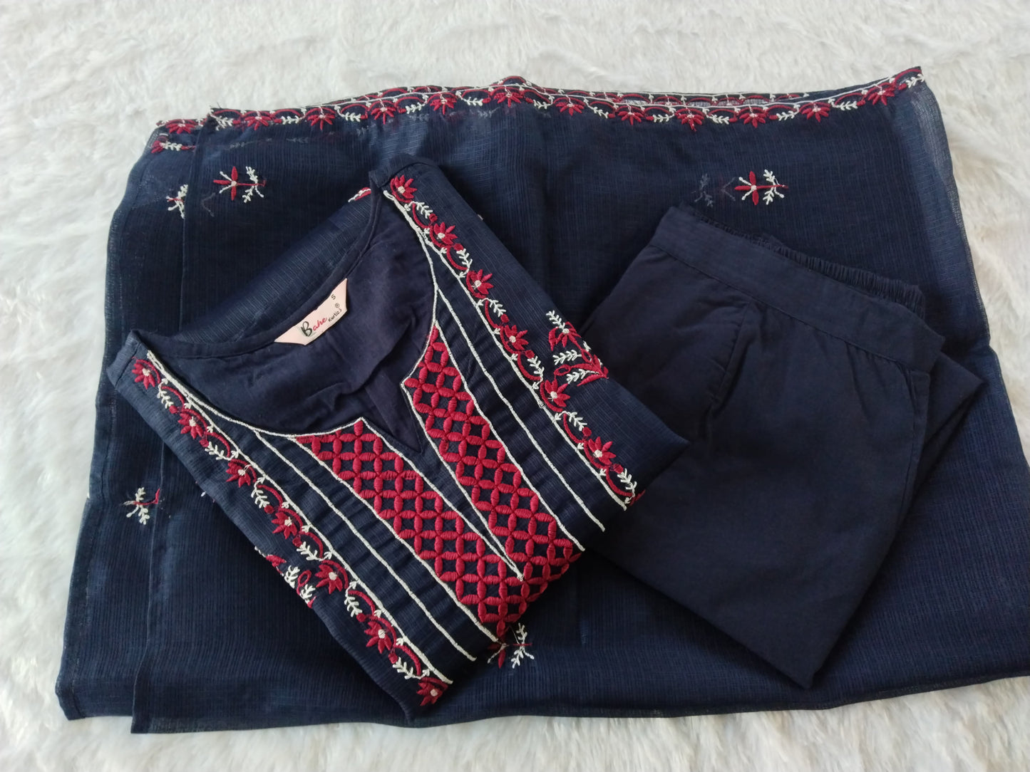 Bahe Kurtiz Pure kota doriya embroidary kurta and pant with dupatta set