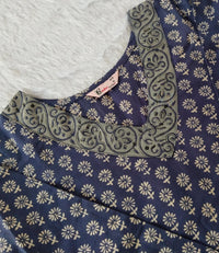 Bahe Kurtiz cotton handblock printed straight Kurta and pant with Dupatta set