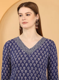 Bahe Kurtiz cotton handblock printed straight Kurta and pant with Dupatta set
