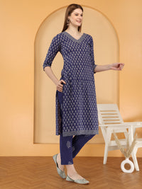Bahe Kurtiz cotton handblock printed straight Kurta and pant with Dupatta set