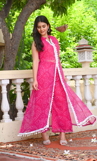 Bahe Kurtiz Pink Banshani Printed Georgette Modern Stylish Co-Ord Set for Women