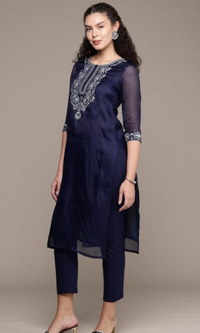 Bahe Kurtiz Blue Pure Kota Doriya Kurta Pant Dupatta Set for Women