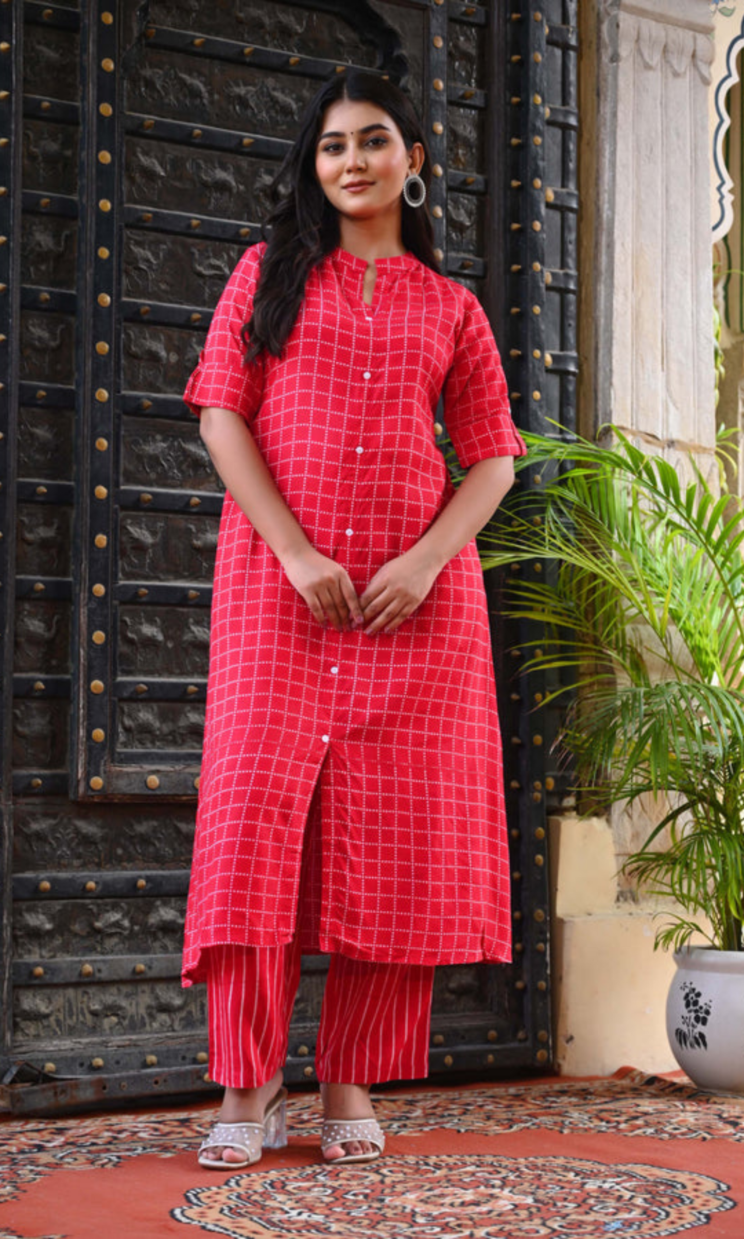 Bahe Kurtiz Printed A-Line Co-Ord Set with Collar Design for Women – Elegant and Comfortable