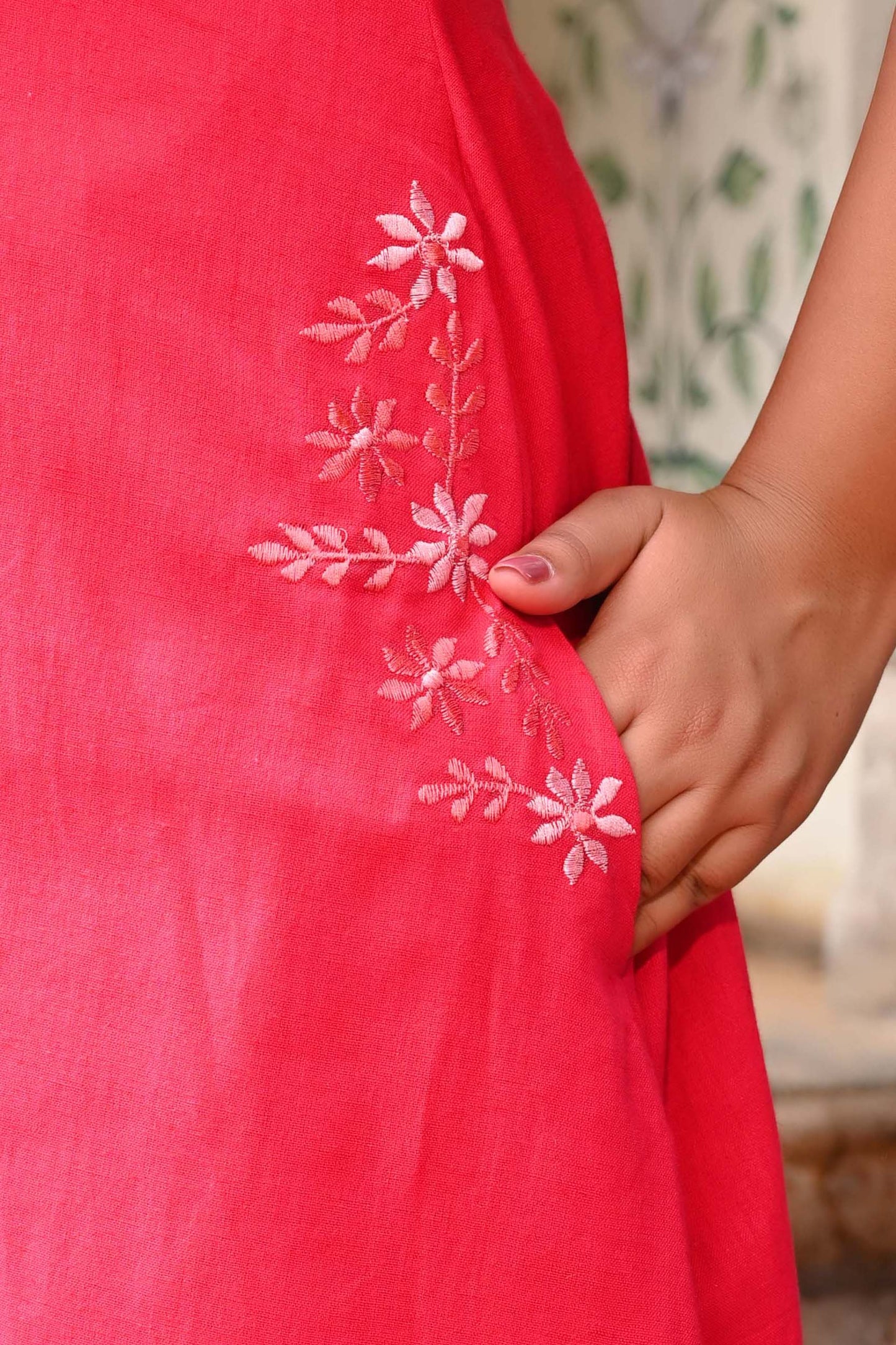 Bahe Kurtiz Pink Halter Neck A-Line Kurti Set with Minimal Embroidery and Palazzo for Women