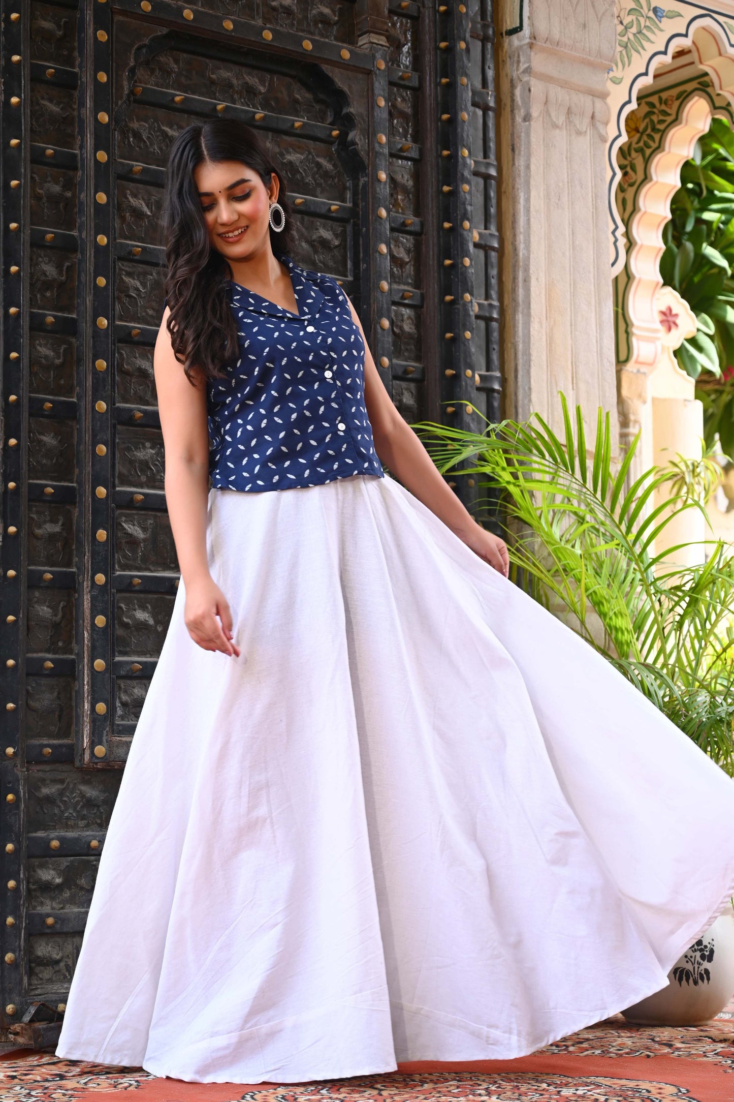 Bahe Kurtiz Printed Top with Maxi Skirt Co-Ord Set for Women
