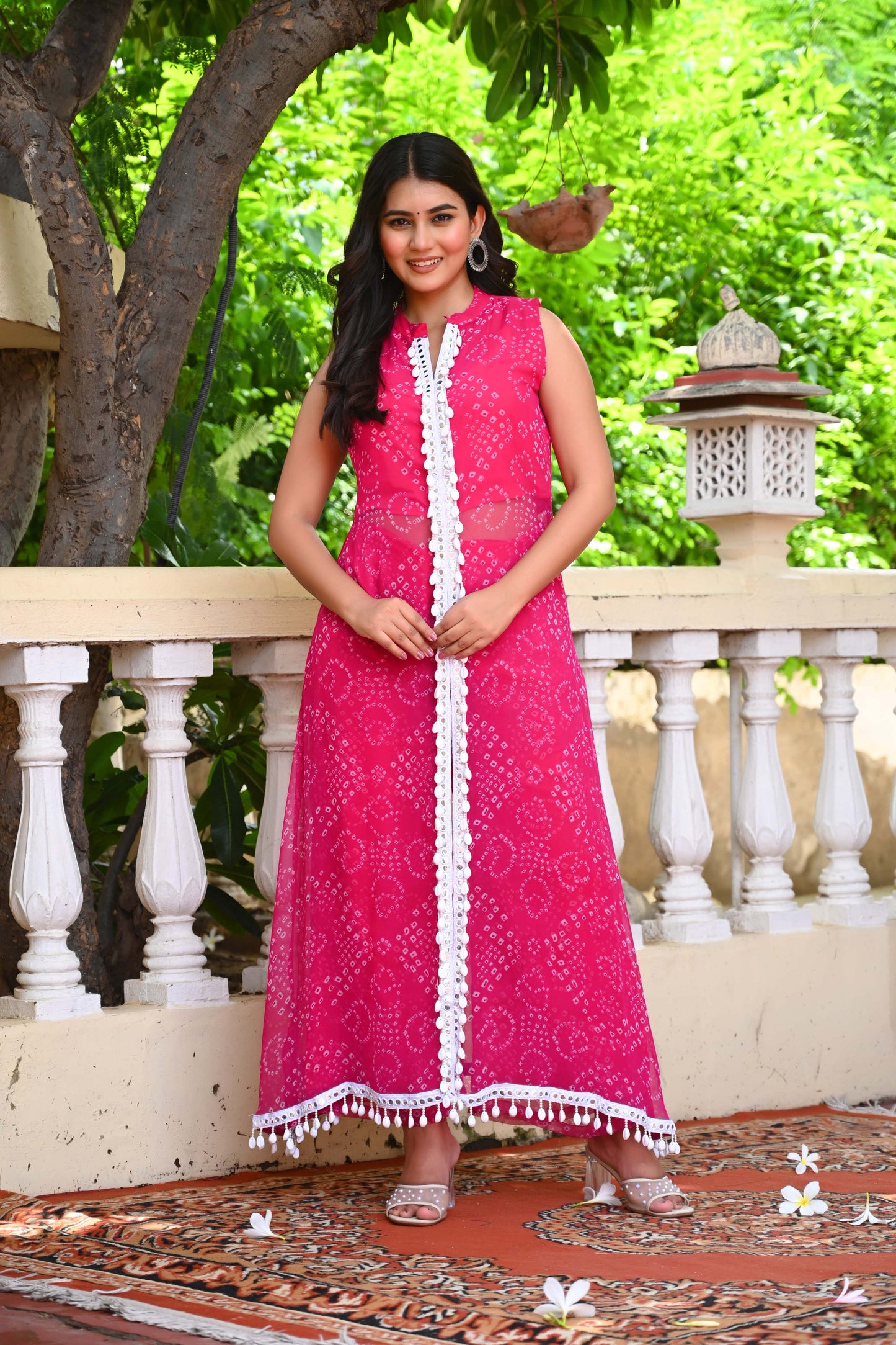 Bahe Kurtiz Pink Banshani Printed Georgette Modern Stylish Co-Ord Set for Women