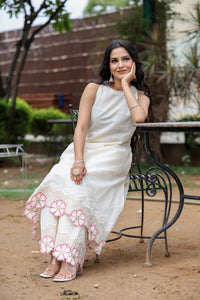 Off-White Cotton A-Line Kurta with Palazzo
