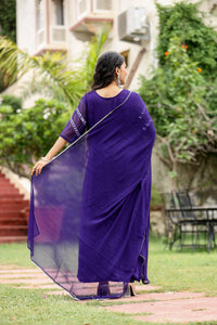 purple georgette embroidered anarkali suit for womens