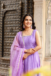 Lavender Georgette  handwork  with fully flared gotta lace  Anarkali Suit  for womens