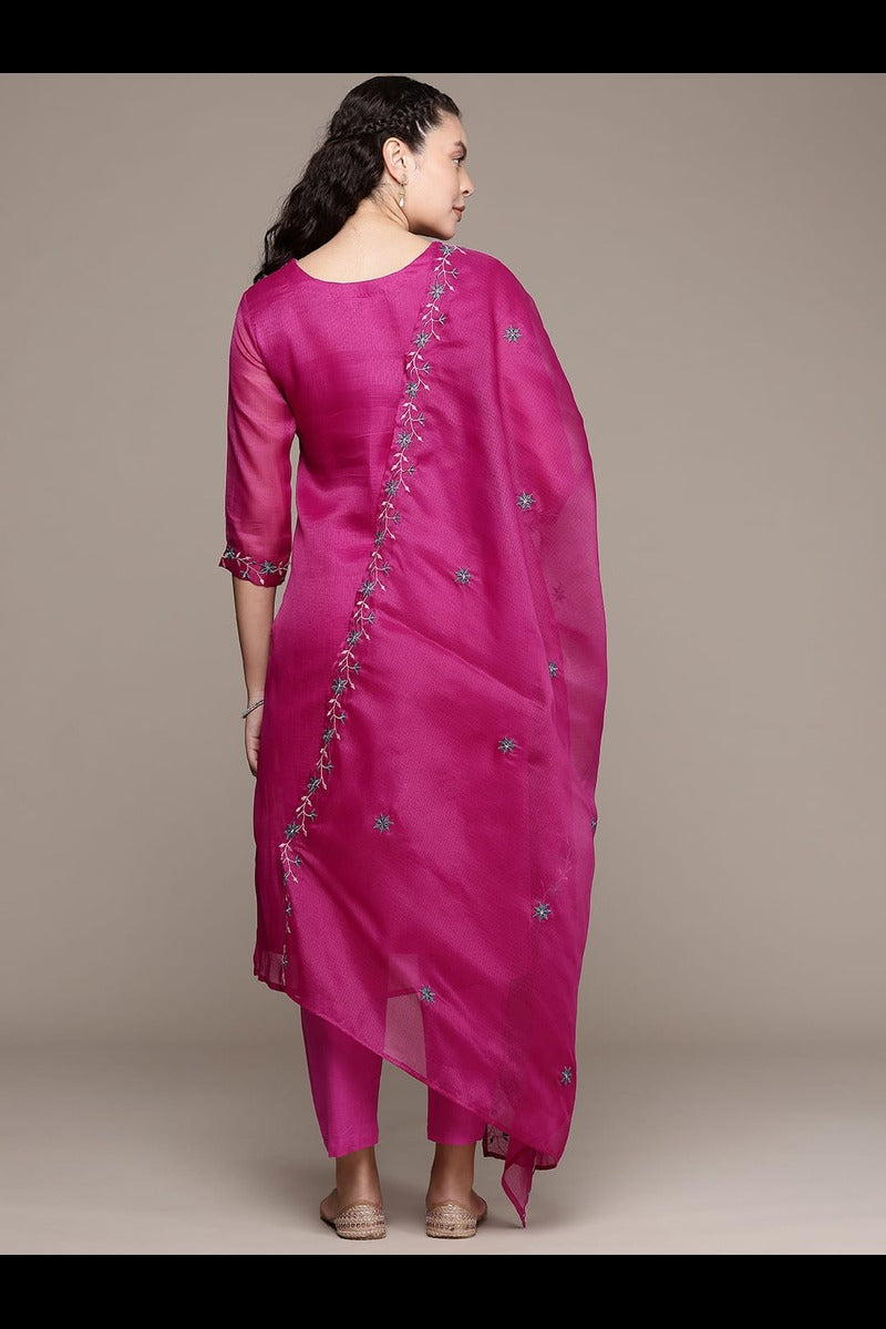 Bahe Kurtiz Pink Pure Kota Doriya Kurta Pant Dupatta Set for Women