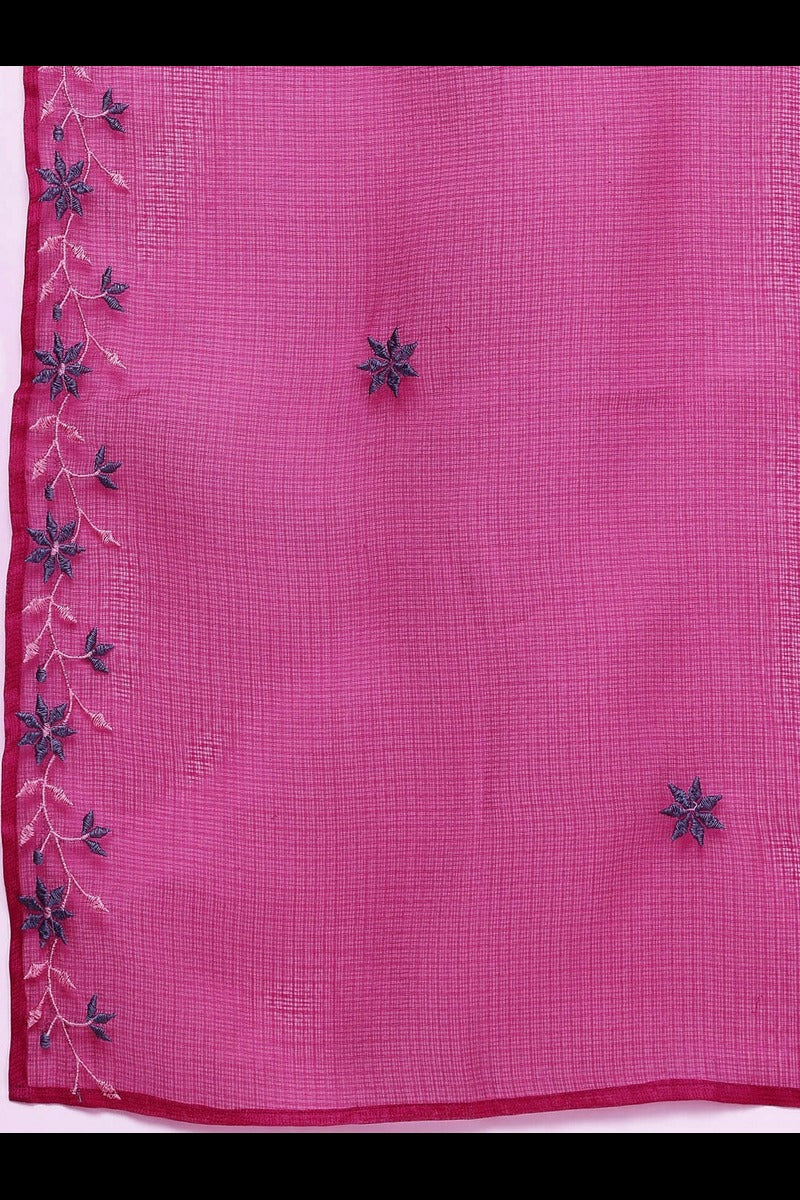 Bahe Kurtiz Pink Pure Kota Doriya Kurta Pant Dupatta Set for Women