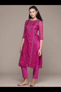 Bahe Kurtiz Pink Pure Kota Doriya Kurta Pant Dupatta Set for Women
