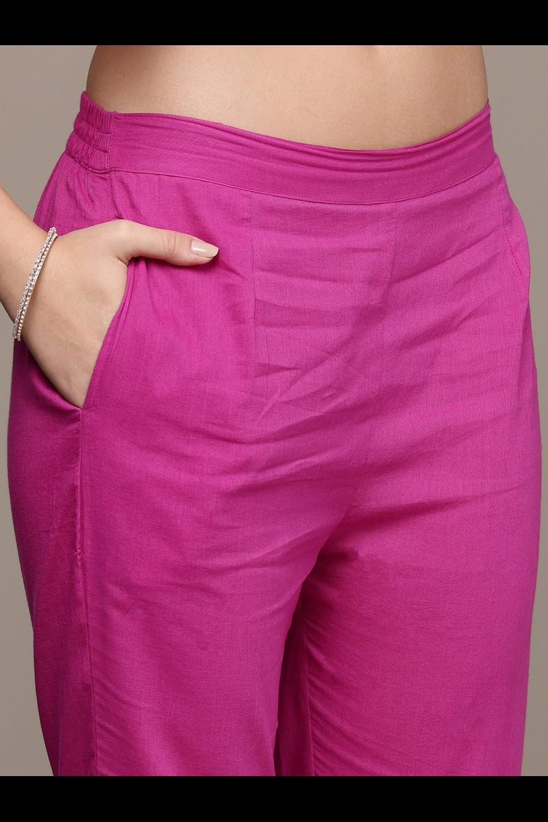 Bahe Kurtiz Pink Pure Kota Doriya Kurta Pant Dupatta Set for Women