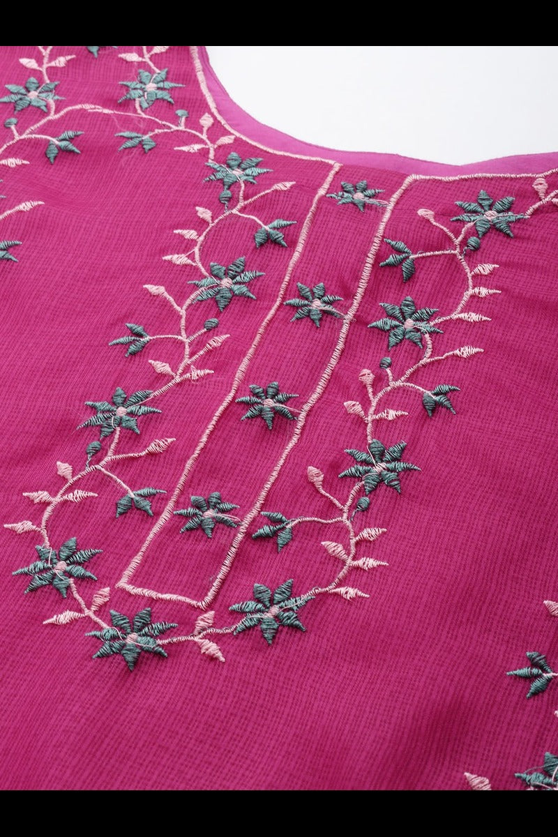 Bahe Kurtiz Pink Pure Kota Doriya Kurta Pant Dupatta Set for Women