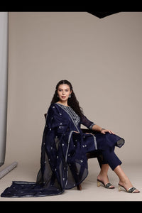 Bahe Kurtiz Blue Pure Kota Doriya Kurta Pant Dupatta Set for Women