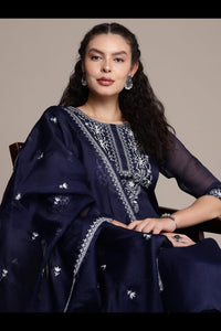 Bahe Kurtiz Blue Pure Kota Doriya Kurta Pant Dupatta Set for Women