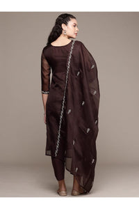 Bahe Kurtiz Coffee Pure Kota Doriya Kurta Pant Dupatta Set for Women