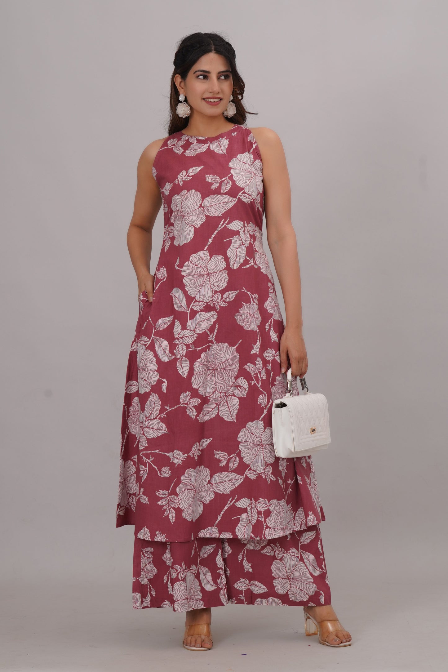 Bahe Kurtiz Pure Cotton halter neck sleeveless kurta with plazzo set