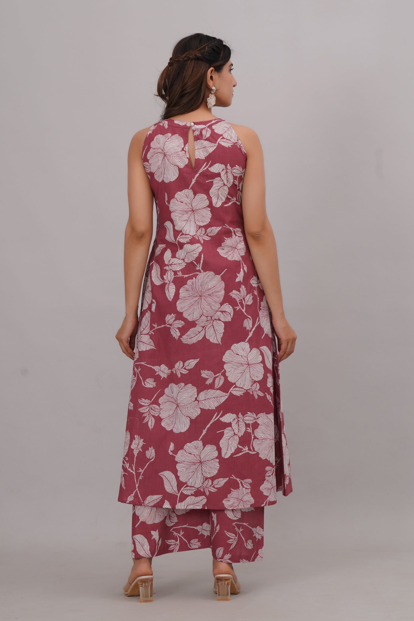 Bahe Kurtiz Pure Cotton halter neck sleeveless kurta with plazzo set