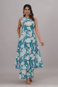 Bahe Kurtiz Pure Cotton halter neck sleeveless kurta with plazzo set