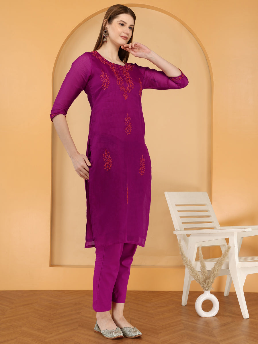 Bahe Kurtiz Pure kota doriya embroidary kurta and pant with dupatta set