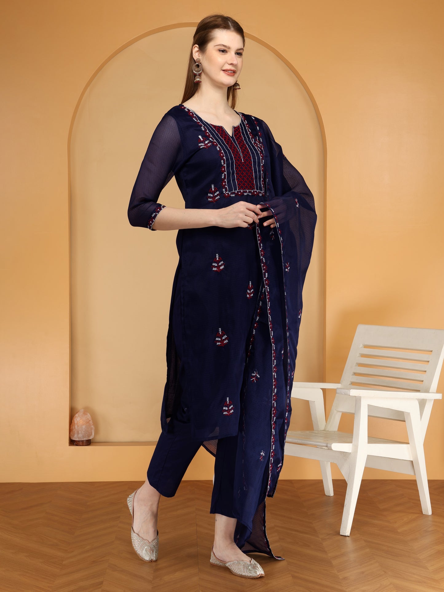 Bahe Kurtiz Pure kota doriya embroidary kurta and pant with dupatta set