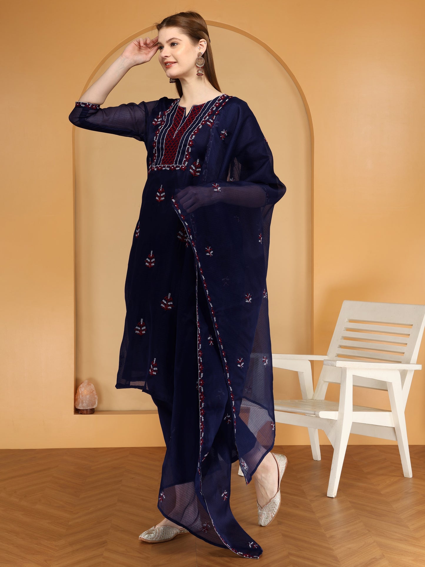 Bahe Kurtiz Pure kota doriya embroidary kurta and pant with dupatta set