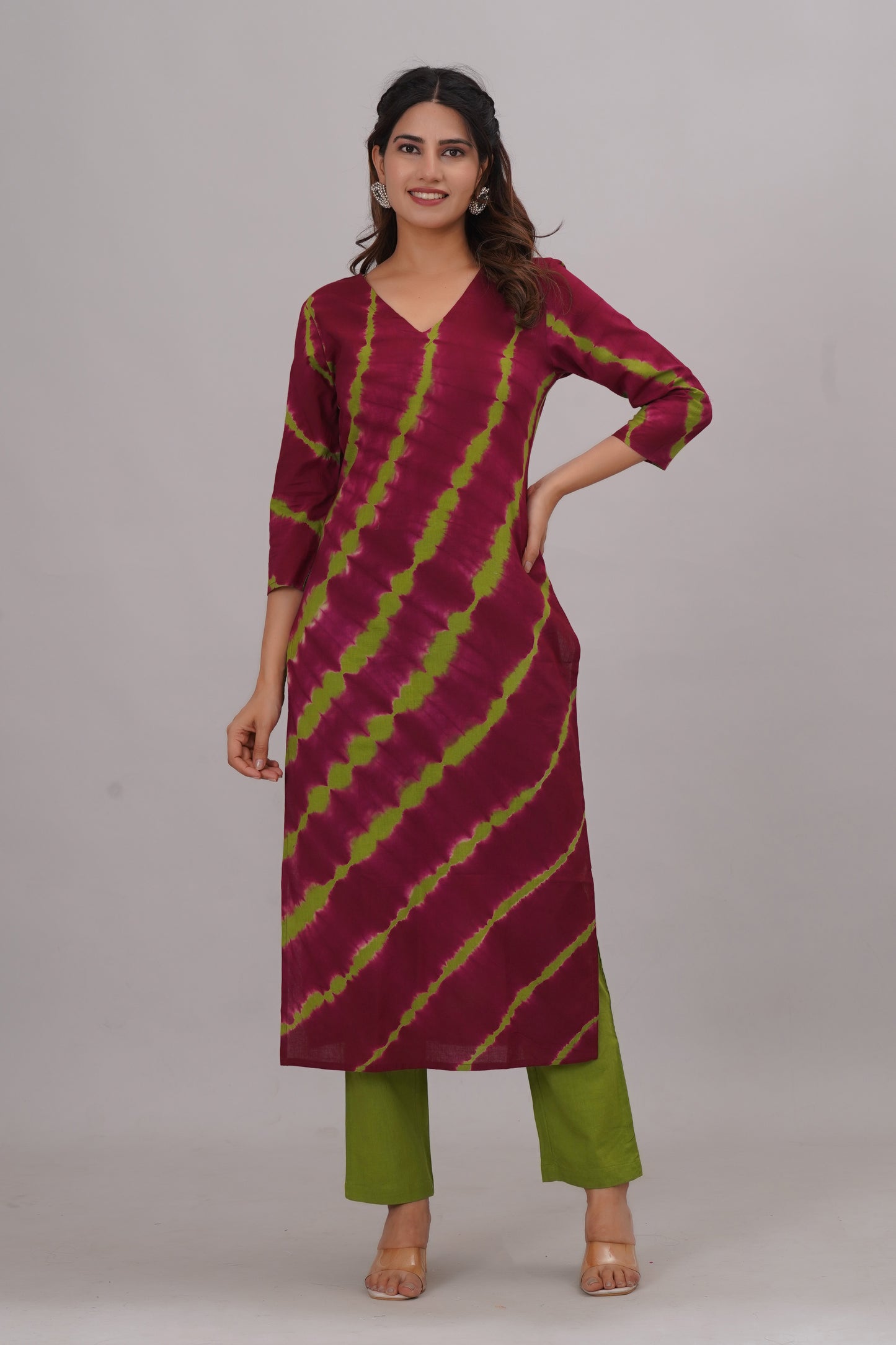 Bahe Kurtiz Pure Cotton tie & die kurta and pant with dupatta set set