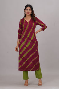 Bahe Kurtiz Pure Cotton tie & die kurta and pant with dupatta set set