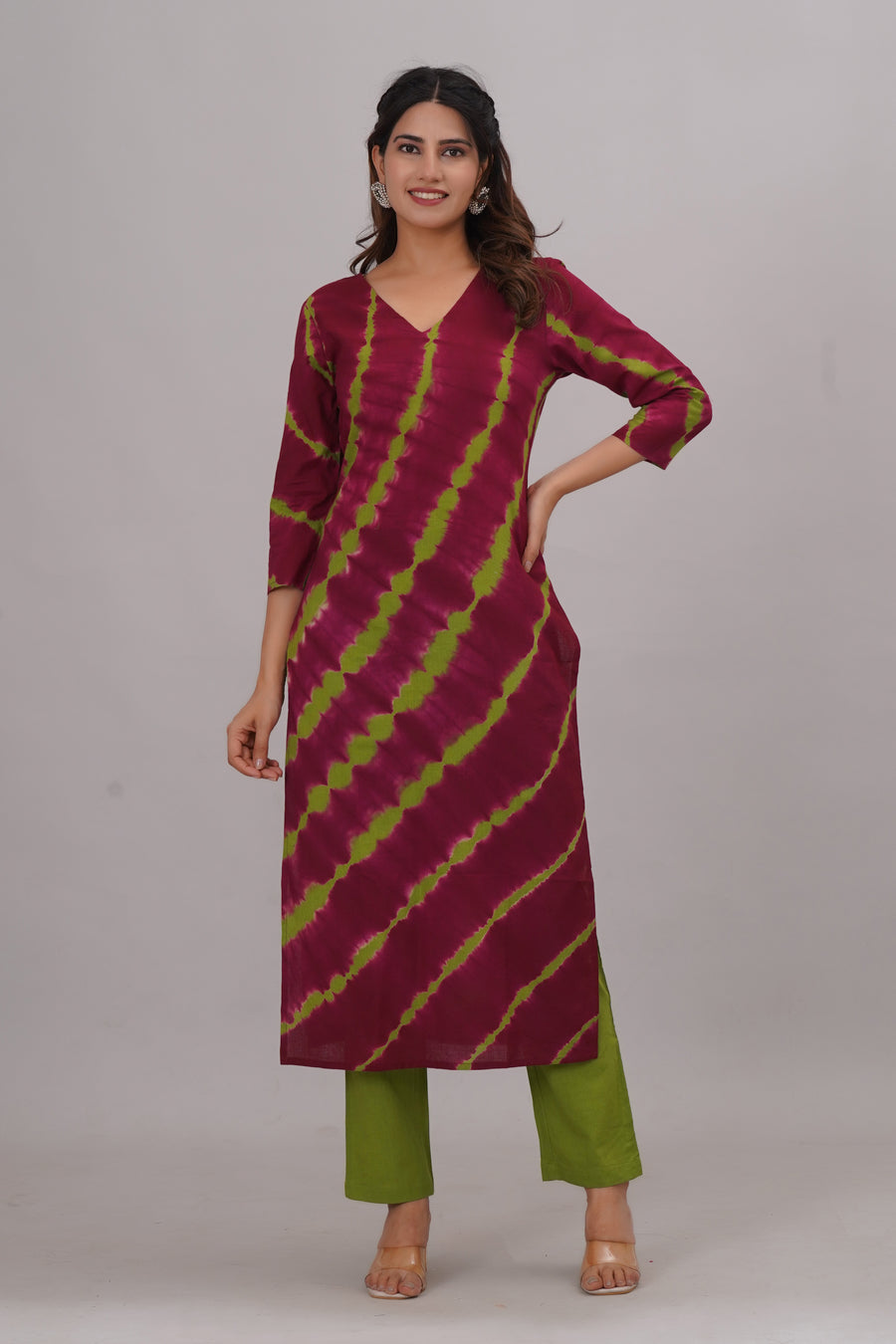 Bahe Kurtiz Pure Cotton tie & die kurta and pant with dupatta set set