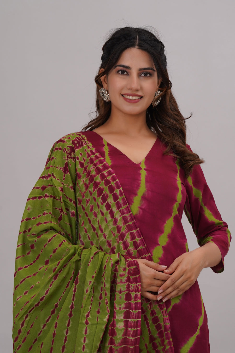 Bahe Kurtiz Pure Cotton tie & die kurta and pant with dupatta set set