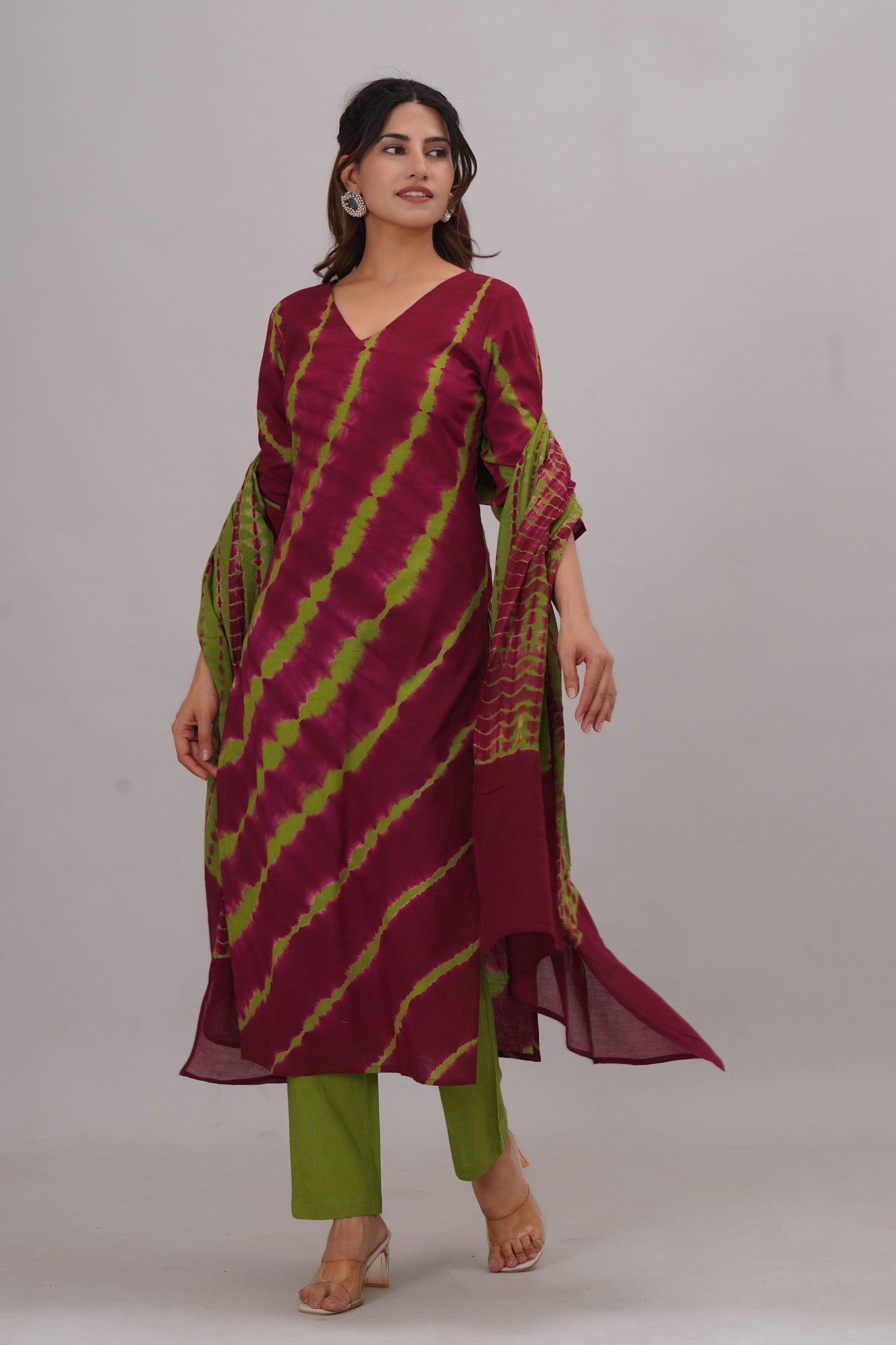 Bahe Kurtiz Pure Cotton tie & die kurta and pant with dupatta set set